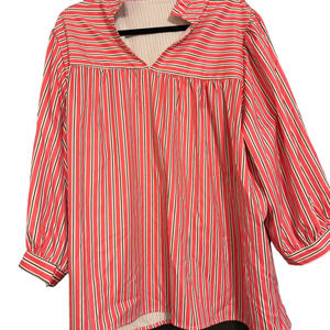 Pink, Black and White Striped Blouse